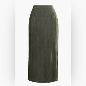NWT J Crew XXS Green Pleated Midi Slip Skirt Long Straight Lined Olive 2024